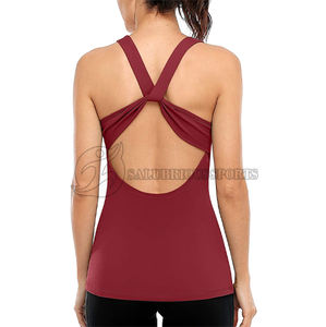 Camiseta sin mangas de talla grande ajustada con espalda abierta para mujer, transpirable, deportes de verano, Yoga, gimnasio, entrenamiento, corto, estilo informal, patrón sólido - Product Image 4
