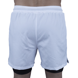 Short de gymnastique double couche à séchage rapide pour hommes 100% Polyester Vêtements de sport décontractés Compression Running Gym Shorts avec poche pour l'entraînement - Product Image 4