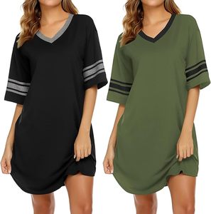 Pyjama pour femmes, printemps, été, automne, hiver, respirant, chemise de nuit, longueur genou, manches courtes, dessin animé, 3XL, 100% polyester - Product Image 5