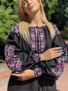 Top Quality New Autumn Party Wear <b>Dress</b> Women Luxurious Embroidery <b>Black</b> Cotton Knee <b>Dress</b> - Product Image 5