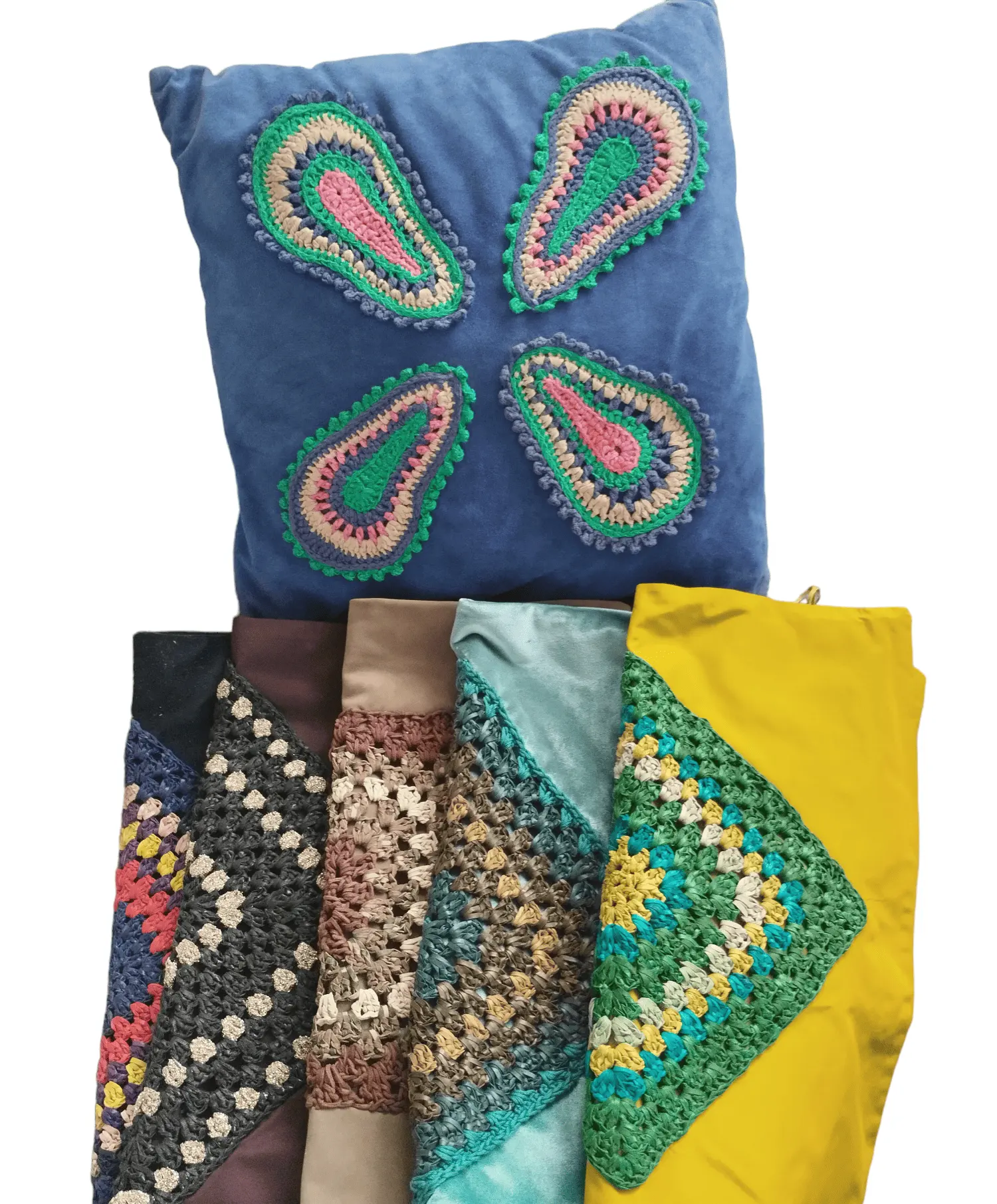 Taies d'oreiller et Taies de Coussin Marque privée pour la décoration de la maison en textile et cuir travail au crochet motiv fait main en Italie