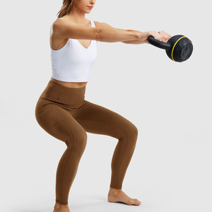 High Waist Seamless Yoga <b>Leggings</b> Full Length Solid Color With Pockets Four-Way Stretch Elastic Waist Women Fitness Pants - Product Image 4