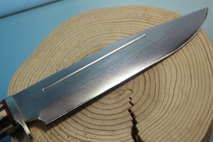 Cuchillo de caza de acero D2 hecho a mano personalizado con mango de madera, cuchillo Bowie de alto pulido con Funda de cuero. - Product Image 4