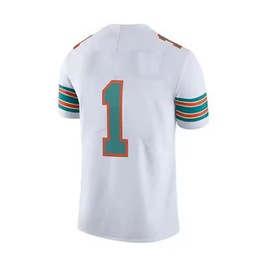 White V-Neck American Football Jersey Number 1 Sublimated Print Moisture Wicking Men's Short Sleeve Uniform - Product Image 3