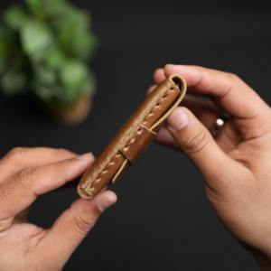 Cartera de Cuero Genuino Hecha a Mano, Diseño 2026, Venta al Por Mayor OEM/ODM, Cartera Corta Delgada para Hombre de Alta Calidad - Product Image 3