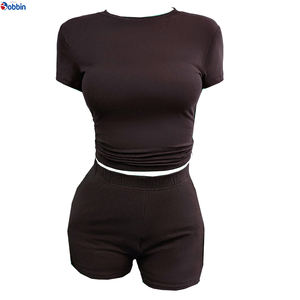 High Quality <b>Shorts</b> <b>Sets</b> for Custom Puff Printing High Quality Casual <b>Women</b> 2 Piece <b>Set</b> Crop T <b>Shirt</b> <b>Shorts</b> <b>Sets</b> - Product Image 3