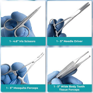 KIT de instrumentos veterinarios Premium todo en uno de 157 piezas pinzas de bisturí de acero inoxidable soporte de aguja tijeras Handel para dedos - Product Image 2