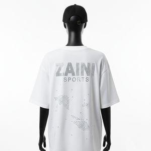 <b>Women</b> Boxy <b>T</b> <b>Shirt</b> High Quality Cotton Jersey 200 GSM Breathable <b>White</b> Color Boxy Fit Rhinestone Logo <b>Women</b> Cotton <b>T</b>-<b>Shirt</b> - Product Image 2