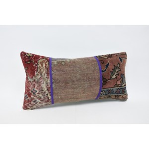 Multicolor Bohemian 12x24 Wool Kantha Pillow Vintage Embroidered Floral Print Woven Decorative Cushion Patchwork <b>18x18</b> Inch - Product Image 3