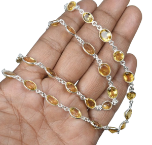 Citrine jaune coupée en argent Sterling 925 mois de novembre collier de pierres précieuses naturelles Bracelet bijoux faits à la main cadeau pour noël - Product Image 1