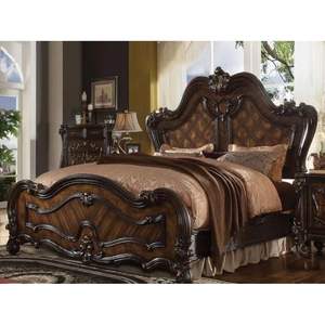 Antique Brown Mahogany <b>Veneer</b> Bedroom Classic Solid Wood Hand Carved Traditional Design - Product Image 1