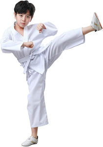 Bon marché, vente en gros, uniforme de karaté à col en V de haute qualité, vêtements d'entraînement d'arts martiaux pour adultes et enfants avec logo imprimé, kimono Jiu Jitsu - Product Image 6
