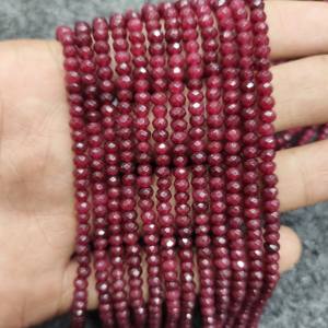 Natural Ruby Beaded <b>Necklace</b> 4mm Faceted Ruby Beads <b>Necklace</b> Red Ruby Beads <b>Necklace</b> Sterling silver clasp Ruby <b>Necklace</b> - Product Image 1