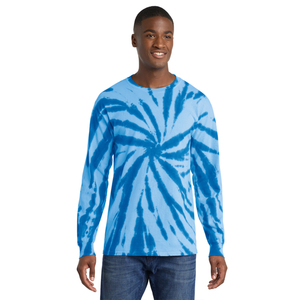 Chemise à manches longues bleu vif à motif tie-dye en spirale |   T-shirt unisexe en coton doux |   Vêtements de mode tendance |   Fournisseur en gros - Product Image 1