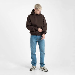 Polaire française surdimensionné décontracté Streetwear à capuche 100% coton sérigraphié Logo brodé teint uni pour hommes femmes hiver - Product Image 3