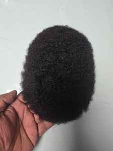 Peluca de tupé de pelo bangladesí estilo Yaki mono rizado para prótesis indias y Afro - Product Image 4
