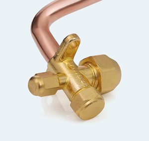 Vanne à 3 voies en laiton L 1/4 à 1/2 7/16-20 & 3/4-16 SAE 45 °   90 °   Tuyau en cuivre cintré 23G 800PSI R410A Valve de climatisation Inde - Product Image 3