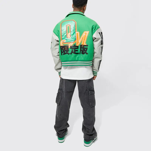 <b>Long</b> 100% Cotton Varsity <b>Jacket</b> College Baseball Design <b>for</b> <b>Men</b> Custom OEM Wholesale Winter Streetwear Front Logo - Product Image 4