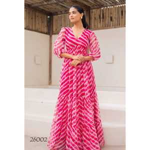 Heavy Faux Georgette con trabajo impreso digital Totalmente Interior Adjunto Heavy Malai Creape One PC vestido para ropa de fiesta - Product Image 1