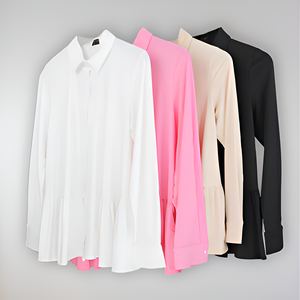 Blusa básica de manga larga para mujer de alta calidad, camisa cómoda de punto Sheeva, patrón sólido, sensación de mano suave, estilo informal y formal - Product Image 3