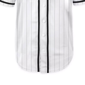 Unisex <b>Baseball</b> Jersey White Pinstripe Short Sleeve Button Front 100% Polyester Breathable Regular Fit All Seasons Apparel - Product Image 4