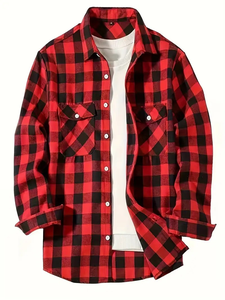 Wholesale Custom <b>Flannel</b> Cotton Casual <b>Shirt</b> Turn-down Collar Long Sleeve <b>Men's</b> Classic Fit Anti-Wrinkle <b>Shirts</b> Bangladesh - Product Image 5