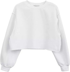 Custom Dropped Shoulder Crewneck <b>Sweats</b> Crop <b>Top</b> Cropped Streetwear Hoodies Women Sweatshirt - Product Image 1