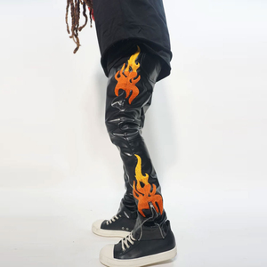 Precio barato 2025, pantalones de cuero de longitud completa hechos a medida, ropa de calle, pantalones de cuero de mejor diseño para venta en línea, servicio OEM - Product Image 2