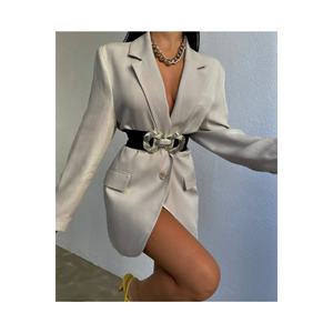 Ceinture élastique pour femme avec boucle dorée, ceinture pour veste, ceinture pour chemise, ceinture pour robe - NOIR - Product Image 1