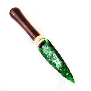 Hermosa Daga de Obsidiana Verde Pulida Hecha a Mano, Cuchillo Artesanal con Piedras Preciosas, Regalo Wiccano Premium, Elimina la Negatividad, Amuleto 8 - Product Image 6