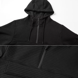 Venta caliente de los hombres de talla grande cuarto de cremallera Cargo chándal patrón sólido con capucha chaqueta pantalón chándal conjunto para el Medio Ambiente - Product Image 4