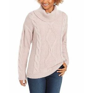 Maglione da Donna Charter Club con Collo ad Anello, Lavorazione a Trecce e Glitter, Traspirante, Casual, Taglia XX-Large per Autunno/Inverno, Rosa - Product Image 1