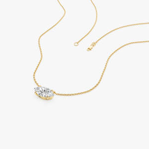 Collier solitaire en diamant de laboratoire taille marquise serti à griffes étincelant 1,00 carat E-F VS Or 14K pour mariée, mariage, fiançailles, soirée - Product Image 3