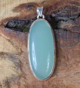 Pendentif en argent sterling avec chalcédoine aquatique, bijou artisanal en pierres précieuses, élégant pour un usage quotidien, cadeau pour enfants et femmes - Product Image 4