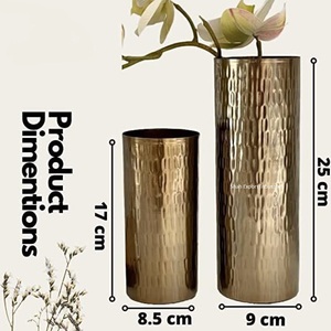Top Selling Metal Cylinder Flower <b>Vase</b> Gold Plated for Home Living Room Tabletop Decor Hammered Metal Floral <b>Vase</b> - Product Image 6