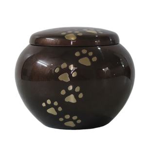 Urne de crémation en métal de la meilleure qualité avec conception d'empreinte d'animaux de patte pour garder les cendres de vos animaux de compagnie et garder leurs souvenirs - Product Image 1
