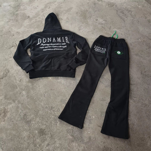 Men's Lightweight 100% Cotton Custom Solid Two-Piece Street Wear Fleece Sweatsuit Regular Tracksuit Winter Printed OEM Service - Product Image 4