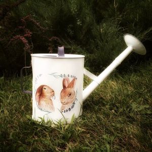 Hermosa regadera de metal con arte impreso en esmalte diseñada para jardinería en balcones y patios. - Product Image 2