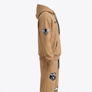 Conjunto de Chándal Oversize con Sudadera con Capucha y Pantalones Anchos de 420 GSM en Color Bronceado, Personalizable con Logotipo, para Transferencia Térmica - Product Image 5