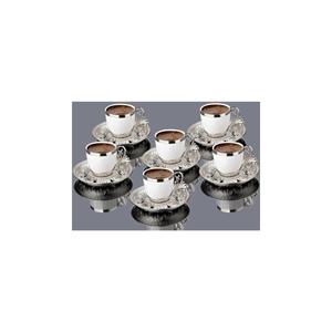 Granato motivo porcellana tazza di caffè turco Set per 6 persone 18 pezzi colore argento
