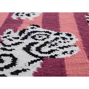Tapis en laine tissée plate Alhambra rose et violet, fait main, motif animal abstrait, design rectangulaire, pelucheux pour chambre et couloir ADWP-13063 - Product Image 3