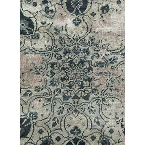 Alfombras de Lana y Seda Azules Hechas a Mano del Lejano Oriente, Modelo Skrt-814, Rectangulares, con Medallones y Patrones Abstractos para el Hogar y la Sala de Estar - Product Image 2