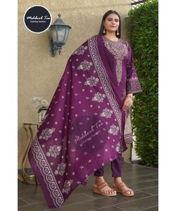 Salwar Kameez pakistanais en soie cousue avec broderie, derniers modèles de manteaux modestes pour femmes, design décontracté imprimé en coton - Product Image 6