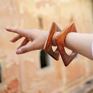 Handmade Large Natural Wooden <b>Bangles</b> Chunky DIY Bracelet Set Beautifully Polished Simple Geometric <b>Engraving</b> Elegant Angel - Product Image 2