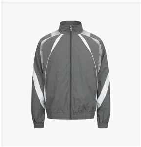 ชุดวอร์มกันลมทำจากโพลีเอสเตอร์สำหรับผู้ชายชุดกางเกงขาสั้นกันลม2ชิ้นเสื้อแจ็คเก็ตและกางเกงขาสั้นขนาดใหญ่แบบซิป - Product Image 3