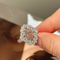 Bague de cocktail de luxe en or 18 carats avec diamant rose de laboratoire taille émeraude certifié IGI, halo floral, pour soirée, vente en gros OEM ODM