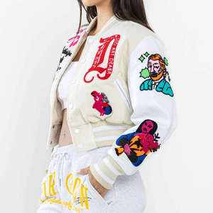 Chaquetas Varsity de Béisbol Personalizadas para Mujer, de Lana, con Mangas de Cuero, Bordado de Chenilla Grueso, con Logotipo, para Otoño e Invierno - Product Image 6