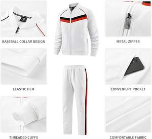 ชุดวอร์มเล่นกีฬาแบบ2ชิ้นของผู้ชายเสื้อสเวตเตอร์ออกกำลังกายผ้าคอตตอน100% พร้อมเสื้อแจ็กเก็ตมีฮู้ดและกางเกงสำหรับฤดูหนาว - Product Image 3