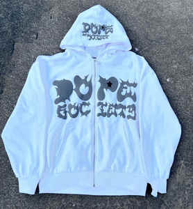 Ropa de calle Essentials sudaderas con estampado de espuma personalizado BOXY Fit de gran tamaño Unisex Zip Up sudaderas Puff Print Hoodie - Product Image 1