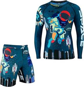 Vente en gros sans gi ensemble rashguard mma ensemble court logos personnalisés sublimation imprimé BJJ rashguards micro stretch mma shorts - Product Image 1